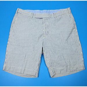 Polo Ralph Lauren Shorts Men 34 Blue White Stripe Pinstripe Cotton 9.25" Inseam
